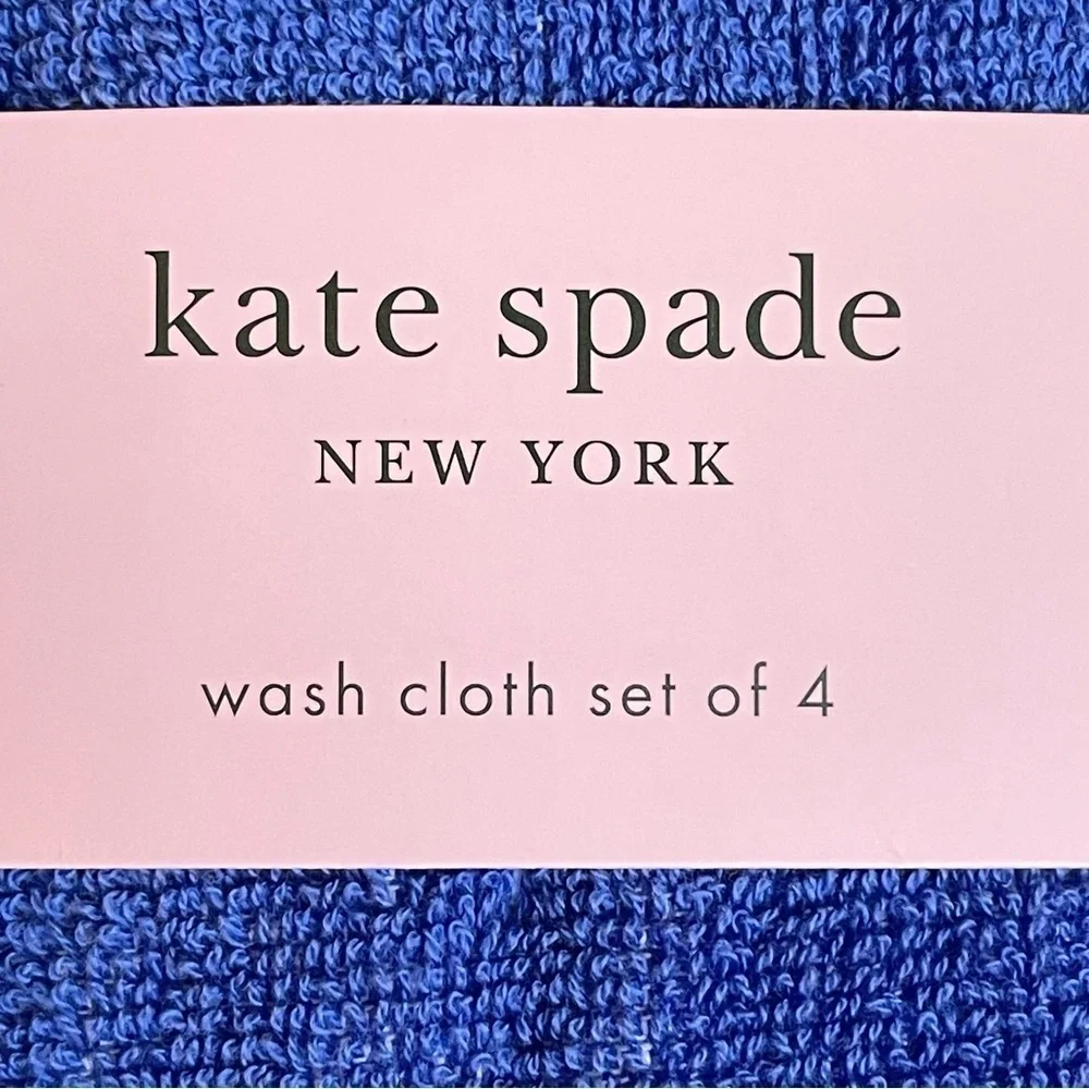 Kate Spade Washcloths Bright Blue white polka dots Set of 4 NWT